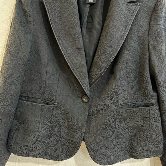 Style & Co Paisley Pattern Cropped Blazer Jacket Black Size 14 - Picture 10 of 16